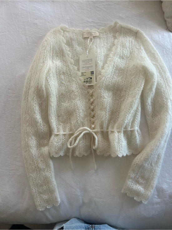 Sezane Sweaters - ** New with Tags - Sezane Soft Knit Ivory Cardigan Sweater with Tie Waist